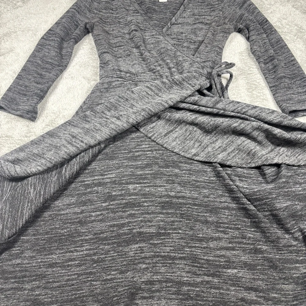 Full Tilt Faux Wrap Dress Dark Gray Long‎ Sleeve Women's Size XS